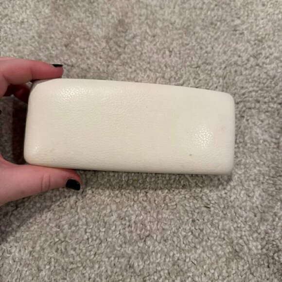 Versace White Leather‎ Eyeglass Case w/ Gold Embossed Spell Out Name Logo - Picture 4 of 6